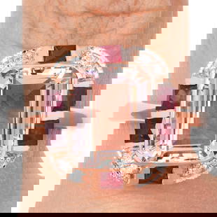 Estate Diamond Morganite Ruby 14K Rose Gold Octagon Statement Ring 5.0 Grams: Estate Diamond Morganite Ruby 14K Rose Gold Octagon Statement Ring Product Description: A stunning vintage-inspired statement piece, this estate ring features a r