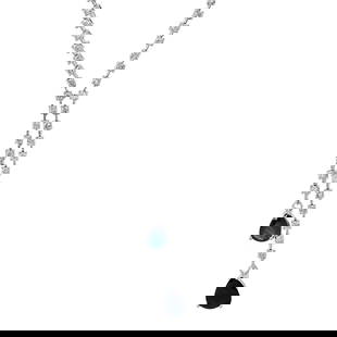 Estate Diamond 5.00ct Sapphire 14K White Gold Lariat Necklace 12.8 Grams: Estate Diamond Sapphire 14K White Gold Lariat Necklace with Lobster Claw Clasp Product Description: Elegant and eye-catching, this luxurious lariat-style