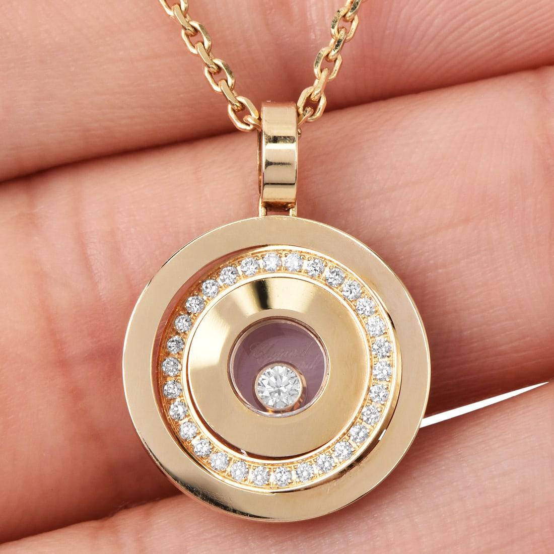 Chopard Happy Spirit Diamond 18K Yellow Gold Pendant Necklace 8.3 Grams (1 of 6)