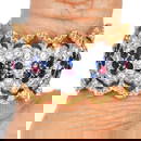 Buccellati Diamond Sapphire Ruby 18K Two Tone Gold Floral Eternity Ring