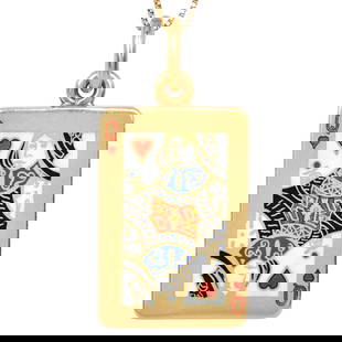 Cartier 1970s Queen of Hearts Enamel 18K Yellow Gold Pendant 8.7 Grams: Cartier 1970s Queen of Hearts Enamel 18K Yellow Gold Pendant SKU: ARK-36 Product Description: A whimsical and collectible design from the iconic ho