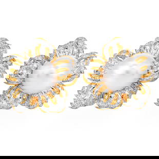 1980s 10mm Pearl & Pave 1.75ct Diamond 18K Yellow Gold Clip-Back Earrings 15 Grams: Vintage Diamond & Pearl Floral Earrings in 18K Yellow Gold ? 1980s SKU: WD-WYFO-26 Product Description: Elegant and timeless, these vintage