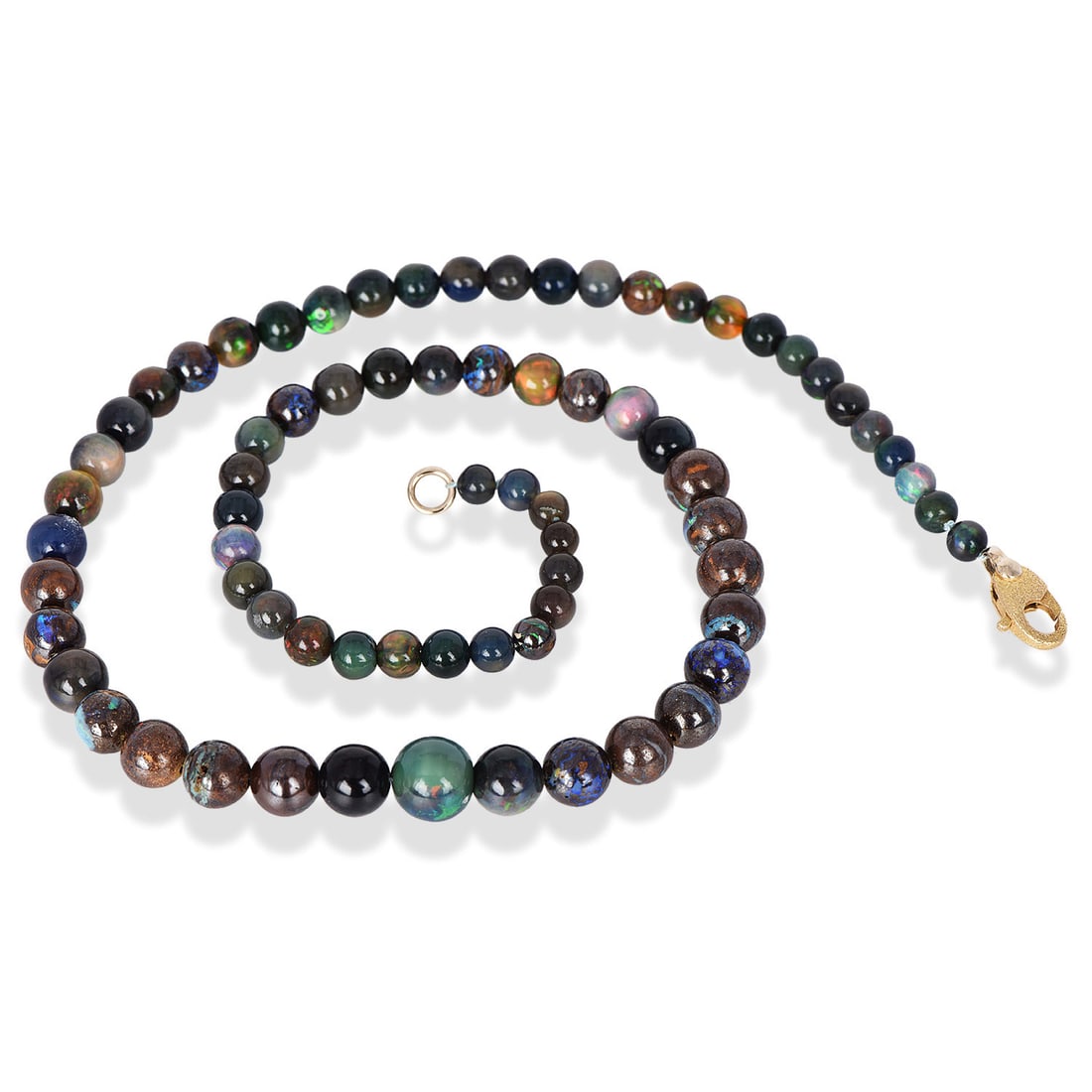 Australian & Ethiopian Opal 14K Two Tone Gold Graduated Bead Necklace 28.5 Grams (1 of 5)