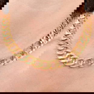 Mario Buccellati Vintage 18K Yellow Gold Link Chain Necklace 80 Grams: Mario Buccellati Vintage 18K Gold Satin Finish Necklace ? Iconic Estate Piece Product Description: Buccellati is renowned for its unparalleled craftsmanship, timeless sophi