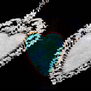 Vintage Tiffany & Co. Heart Opal Diamond 18K Gold Brooch Pendant 32.3 Grams: Antique Tiffany & Co. Heart-Cut Opal & Diamond Brooch Pendant | 18K Gold | 32.3 Grams SKU: 1251401 A rare and romantic jewel, this exceptional antique brooch from T