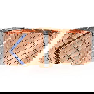 Vintage Diamond Sapphire 14K Rose Gold Retro Wide Belt Buckle Bracelet 64.6 Grams: Retro Vintage 14K Rose Gold Buckle Bracelet | Sapphire & Diamond Accents | 7" SKU: WD-ERJE-19 A bold and refined statement piece, this Classic Retro Vintage Buckle
