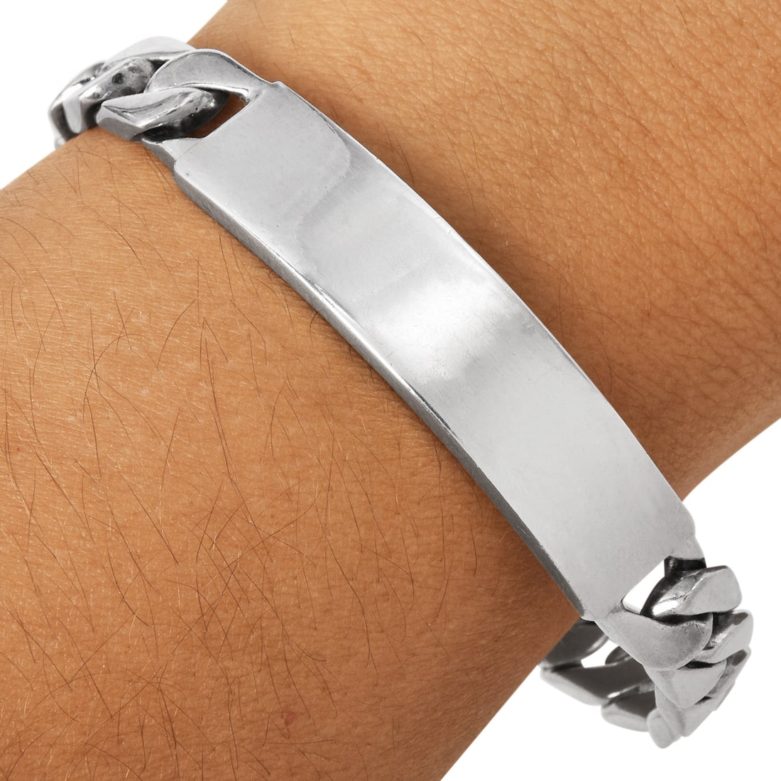 Tiffany Co. Italy Sterling Silver ID Curb Link Bracelet 52.1 Grams (1 of 6)