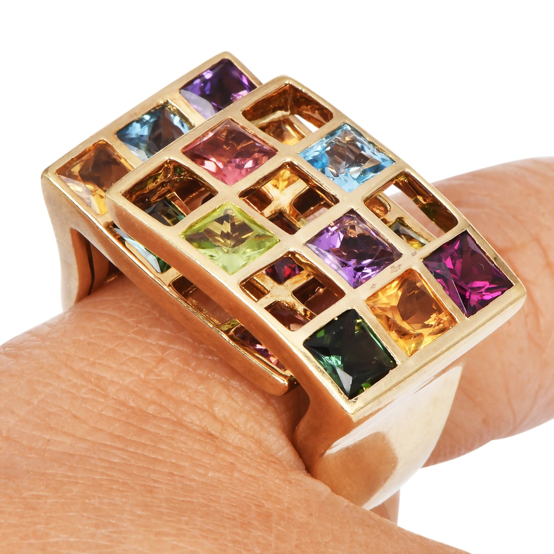 Estate Multi-Gemstone 18K Yellow Gold Cocktail Ring 14.8 Grams (1 of 6)