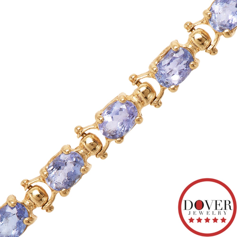 No Reserve Estate 2.50ct Tanzanite 14K Yellow Gold Line Bracelet 7.6 Grams (1 of 5)