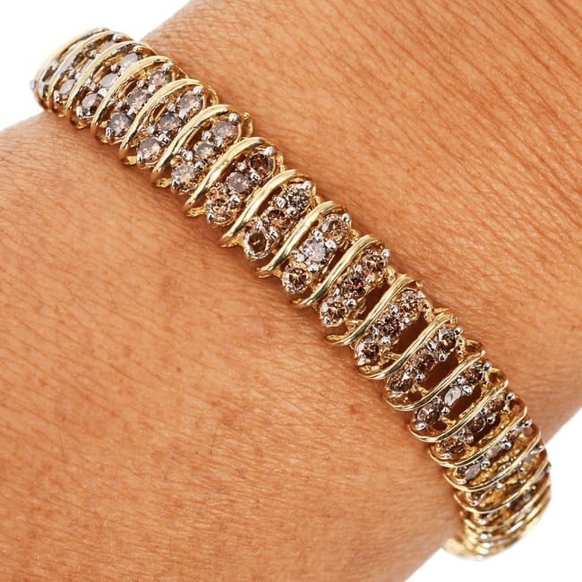 IGI 5.64ct Diamond 10K Yellow Gold 3 Row S Link Bracelet 16 Grams (1 of 6)