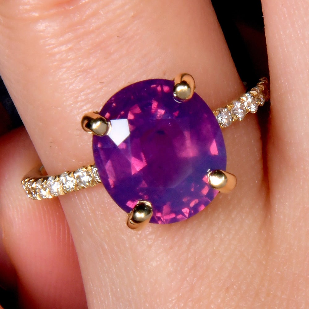 GIA No Heat Kashmir 5.06ct Sapphire & Diamond 14K Yellow Gold Engagement Ring (1 of 9)