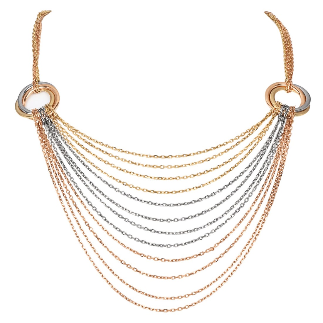 Cartier Trinity Tricolor Multi-Chain 18k Yellow Gold Necklace 34.5 Grams (1 of 5)