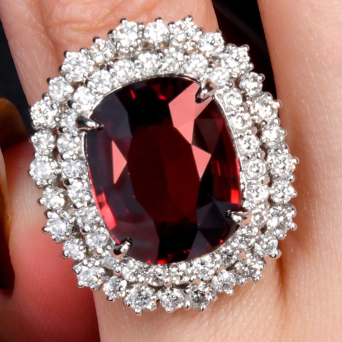 Zircon  11.50ct Diamond 14K White Gold Double Halo Cocktail Ring 10.2 Grams (1 of 6)