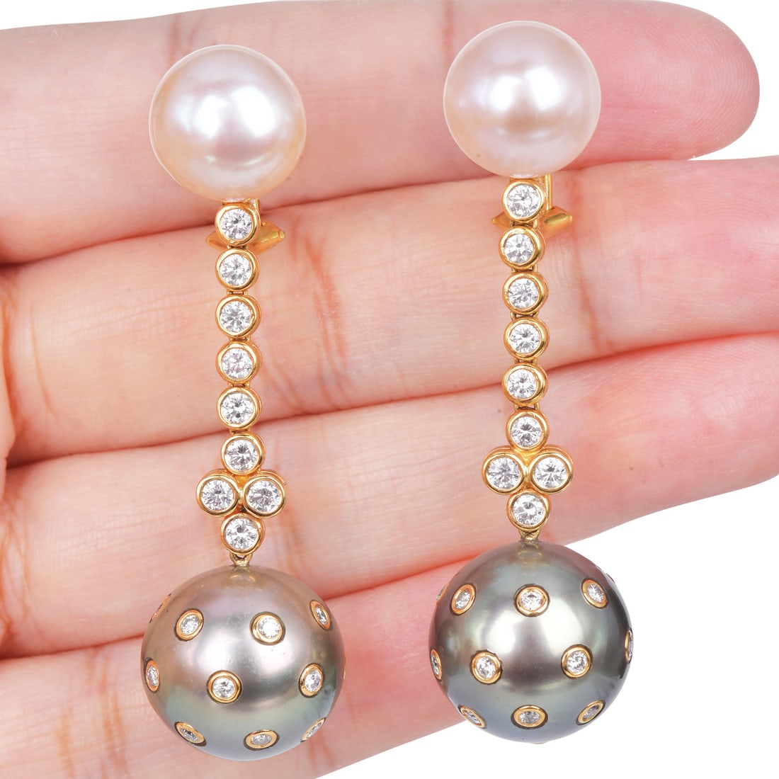 H. Stern Pearl 2.20ct Diamond 18K Rose Gold Dangle Drop Earrings 27.29 Grams (1 of 7)