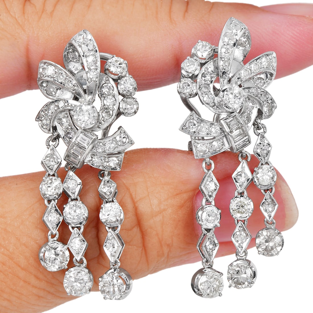 3.80cts Diamond 18K White Gold Earrings 12.6 Grams (1 of 5)