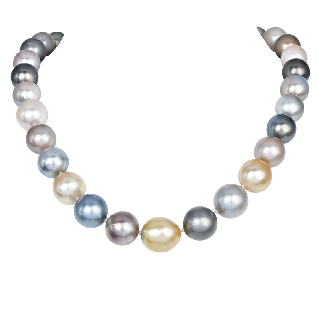 South Sea Multicolor Cultured 10mm-13.7mm Pearl 14K Yellow Gold Necklace 87.9 Grams (1 of 5)