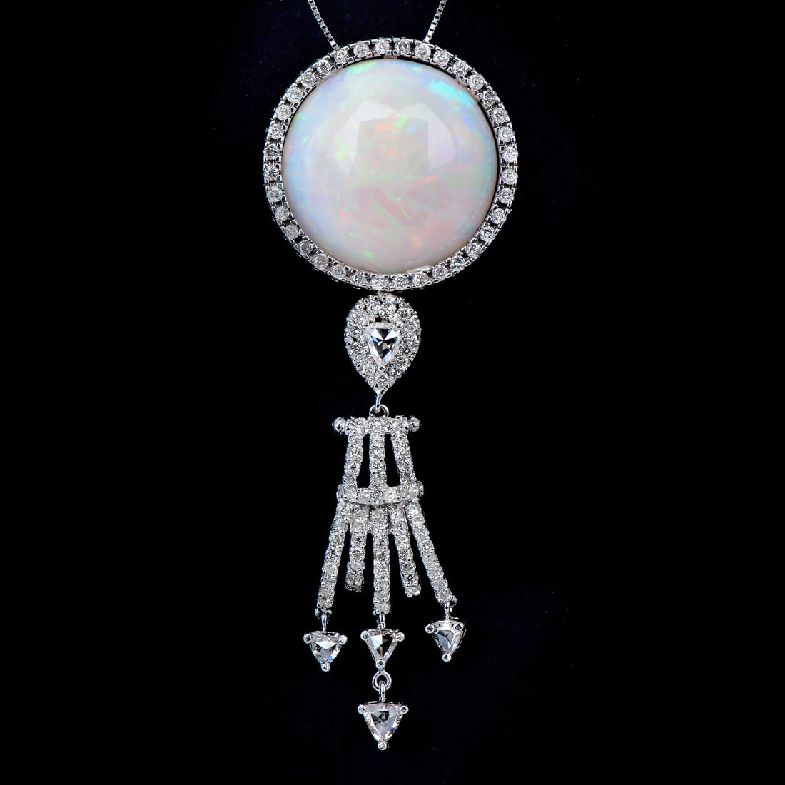 Opal 22.35ct Diamond 14K White Gold Dangle Pendant Necklace 11 Grams (1 of 5)