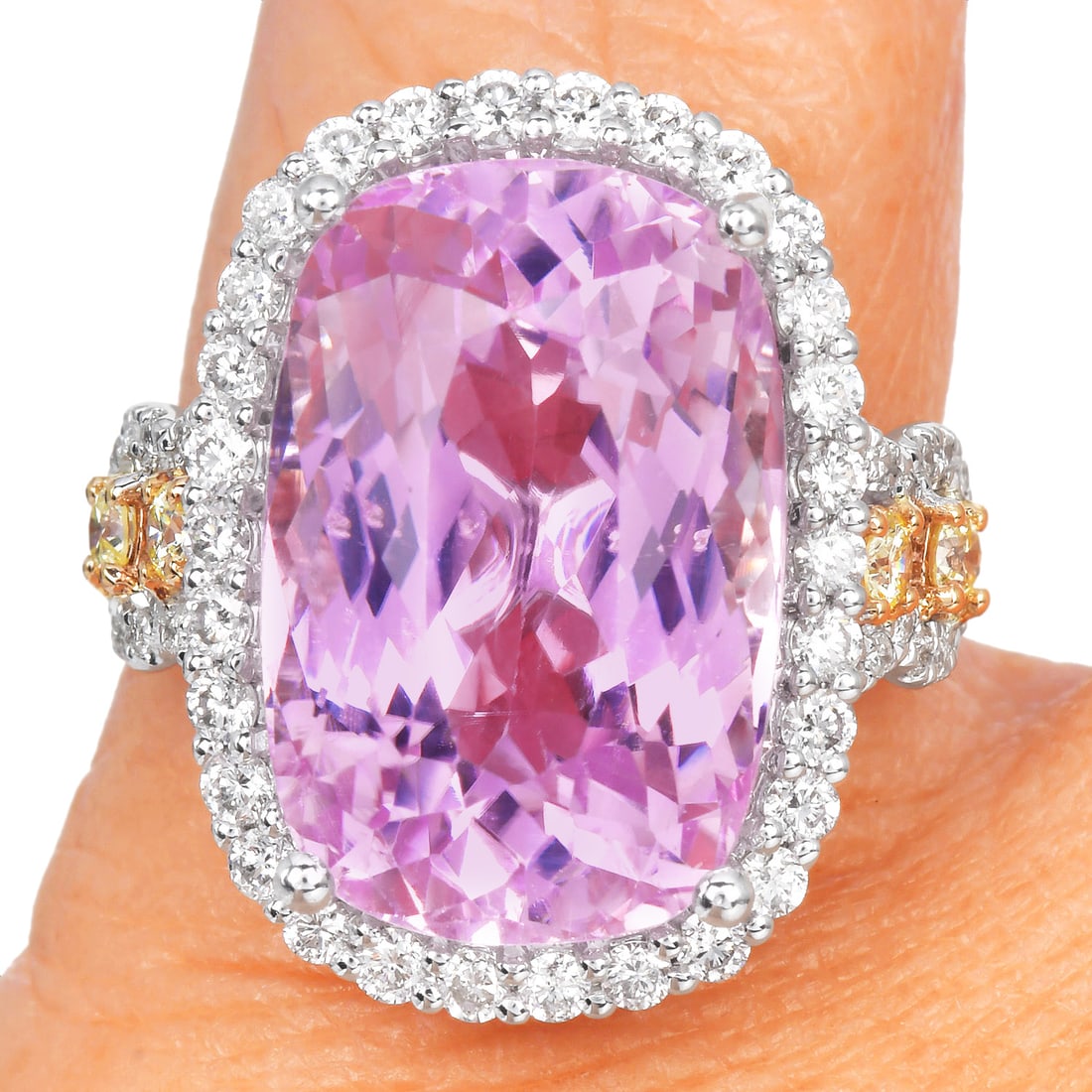Kunzite 16.32ct Diamond 14K White Gold Ring 8.10 Grams (1 of 5)