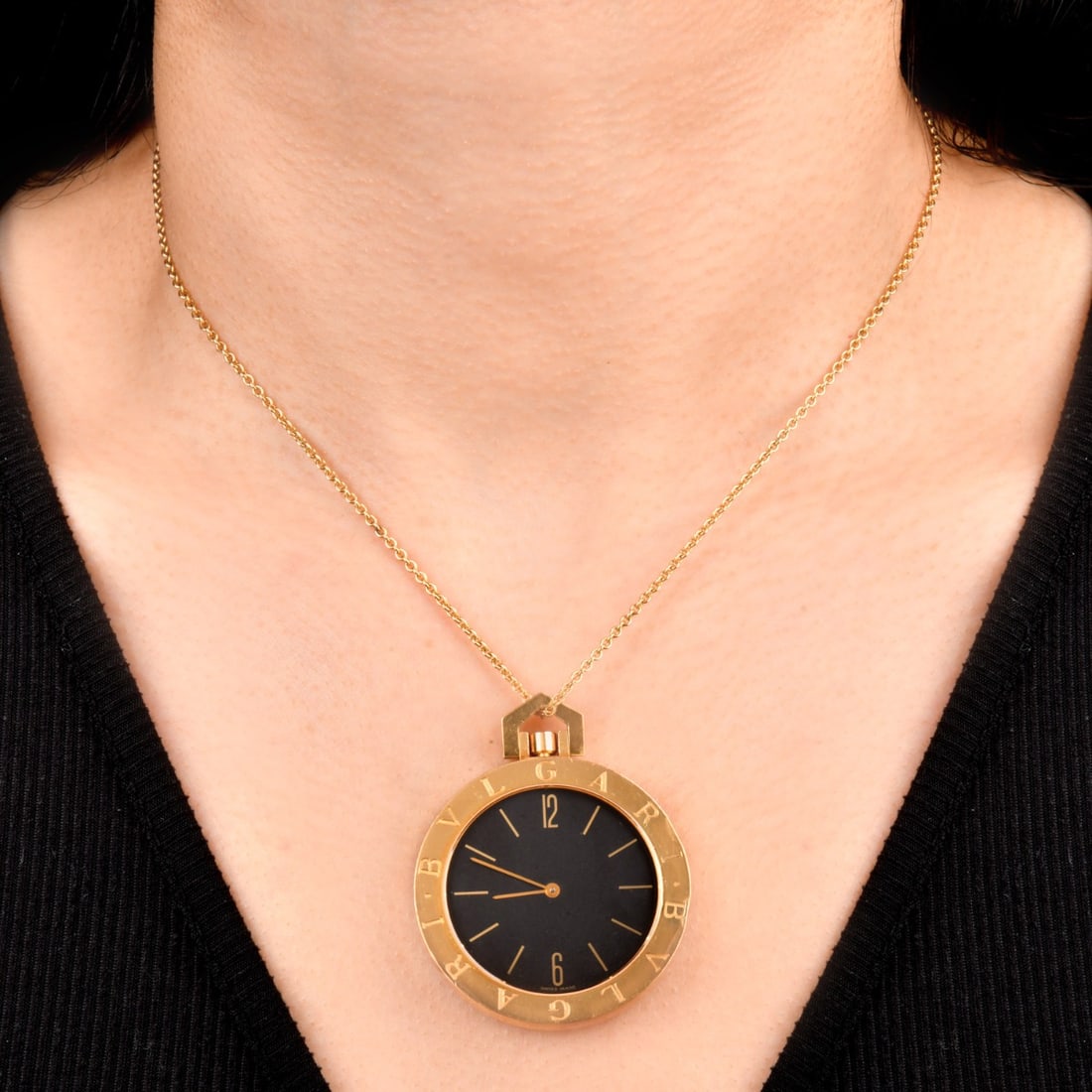 Bvlgari 18K Yellow Gold Pocket Dress Quartz Watch 48.3 Grams: A sleek, minimalist luxury, this Bvlgari pocket watch is crafted in 18K yellow gold.