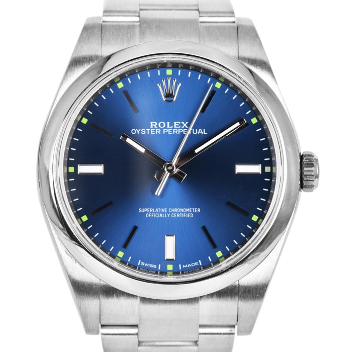 Rolex Oyster Perpetual 39mm 114300 Blue Stainless Steel Mens Watch (1 of 5)