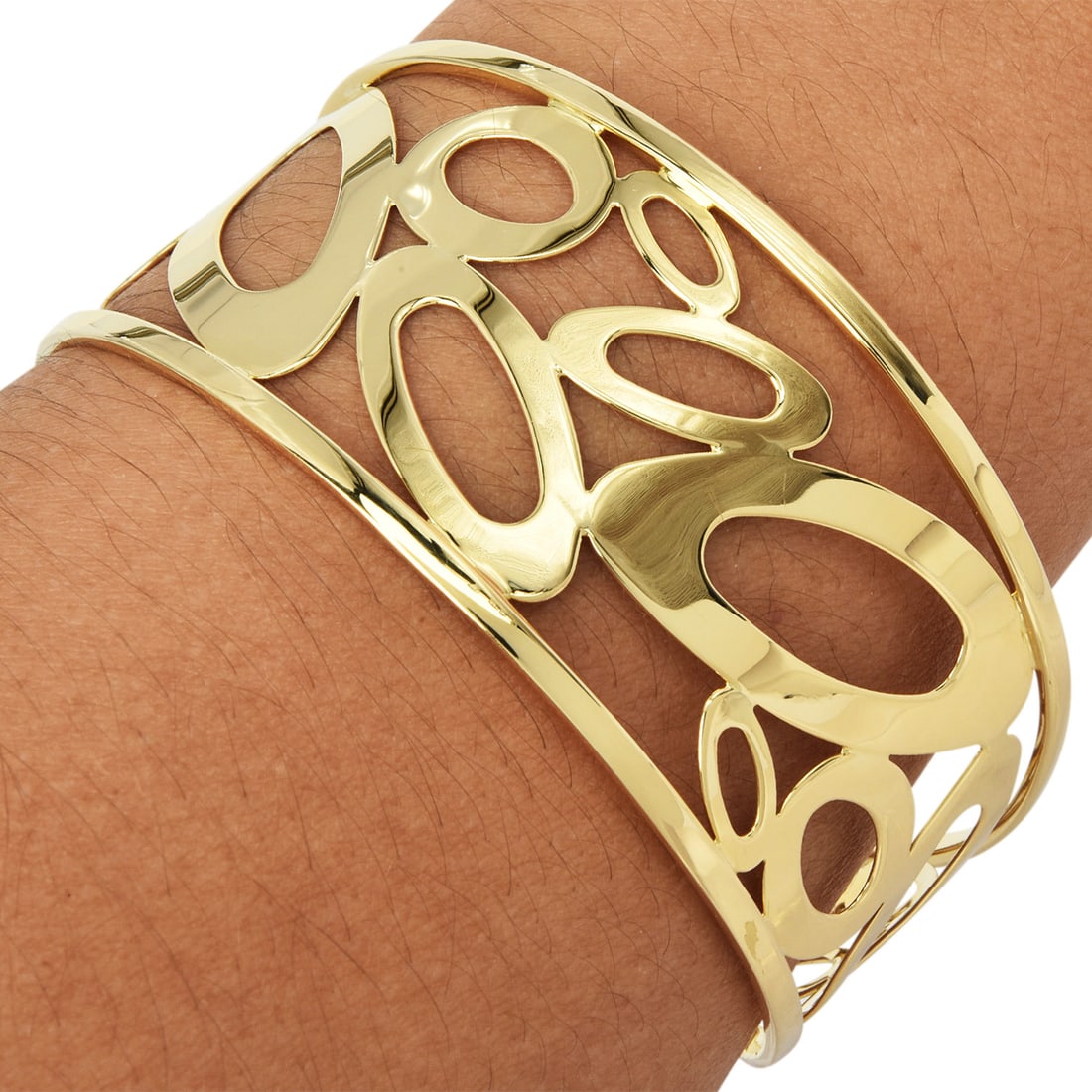Roberto Coin Chic & Shine 18K Yellow Gold Wide Cuff Bangle Bracelet 27.8 Grams (1 of 6)