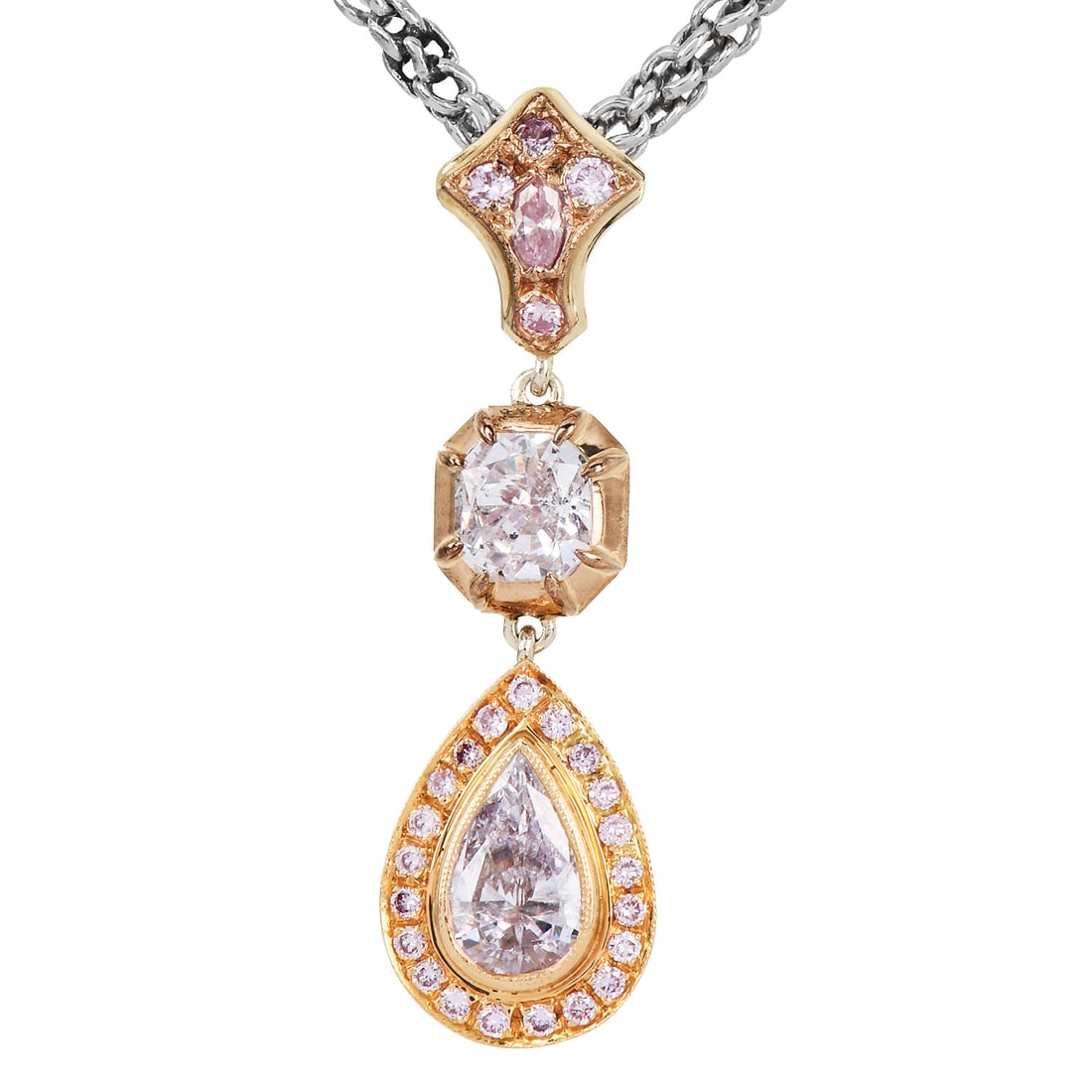 GIA 0.49ct GIA Fancy Light Pink Diamond Gold Platinum Chain Pendant Necklace (1 of 5)