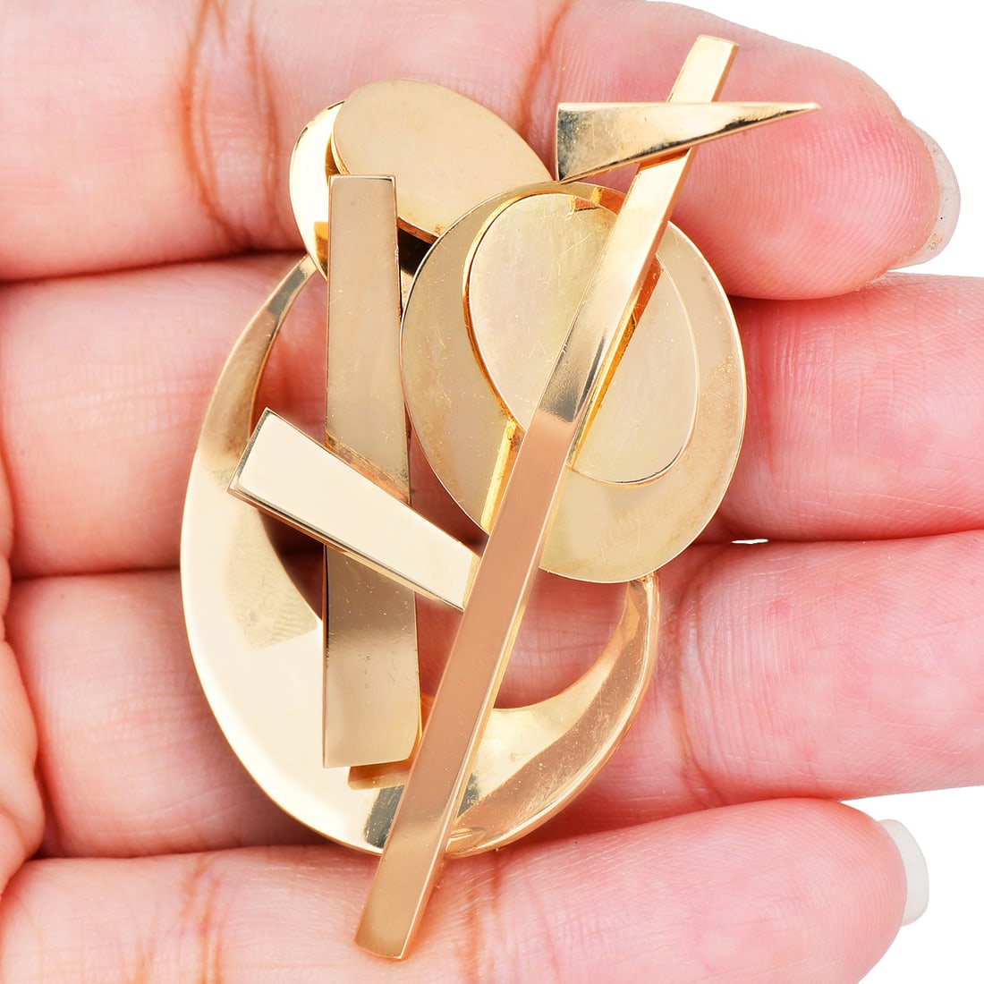 Nadia Lager 18K Yellow Gold Geometric Brooch Pin 26.5 Grams: Nadia Lager 18K Yellow Gold Geometric Brooch Pin A rare and artistically significant brooch designed by :contentReference[oaicite:0]{index=0},