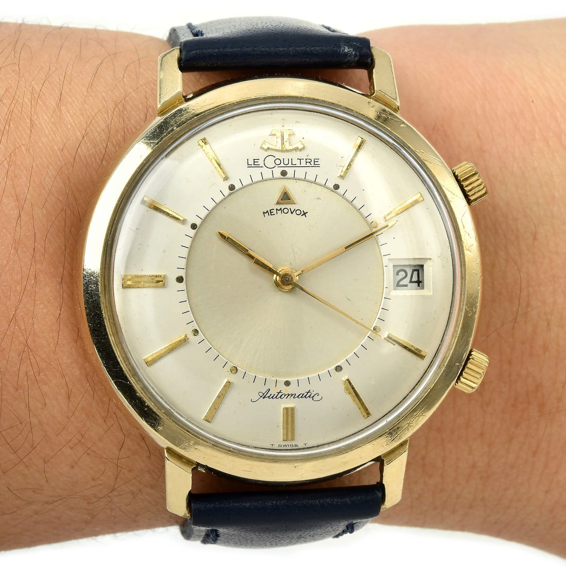 Vintage Le Coultre Memovox Date Alarm 10K Gold Filled Automatic 38MM Jumbo Watch (1 of 7)