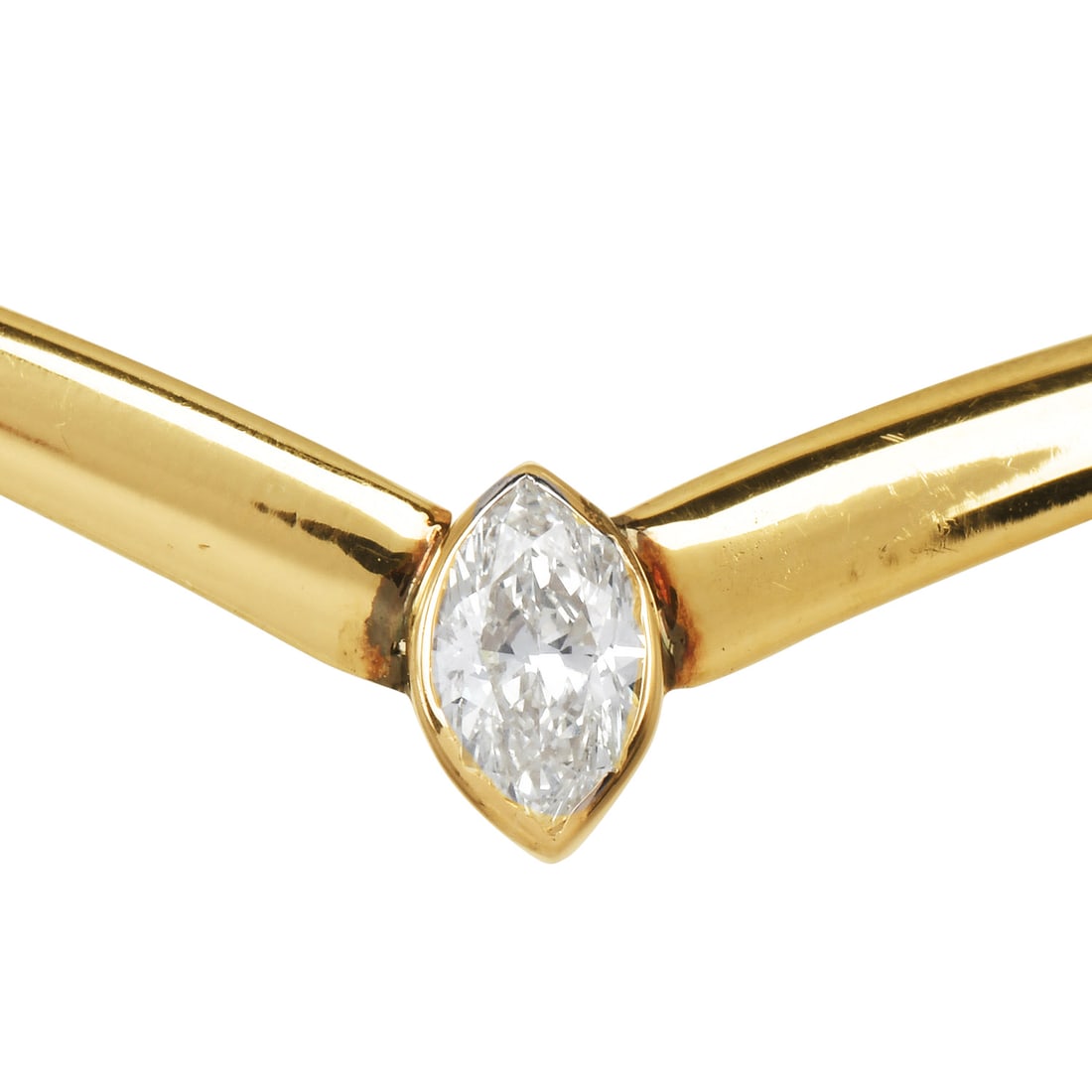Vintage 0.50ct Marquise Diamond 14K Yellow Gold Herringbone Necklace: Vintage Marquise Diamond 14K Yellow Gold Herringbone Necklace Refined and timeless, this vintage necklace is crafted in rich 14K yellow gold featuring a sleek herringbone design. At its center rests a