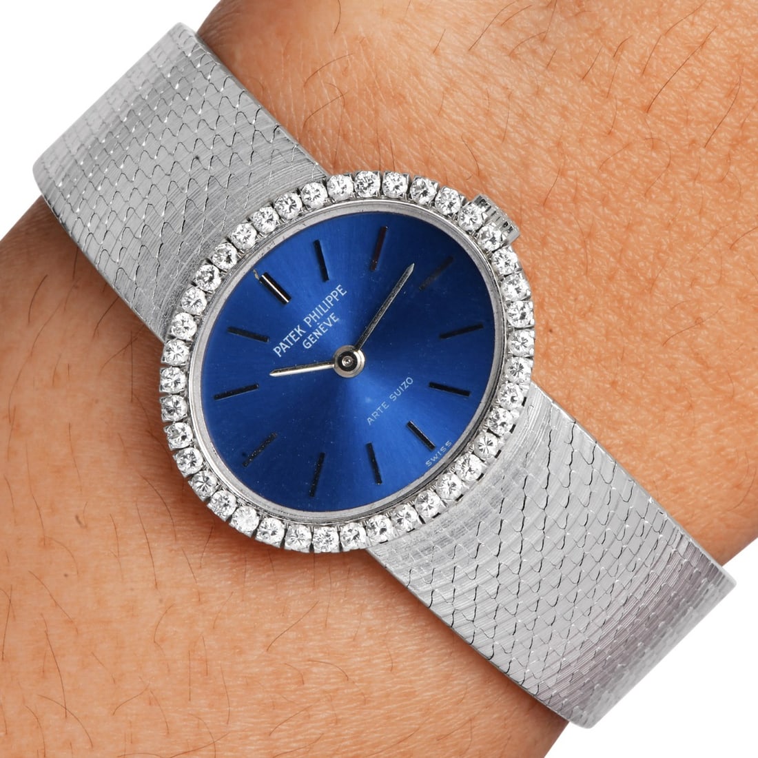 Patek Philippe Ellipse Diamond Blue Dial 18K Gold Watch 47.7 Grams (1 of 6)