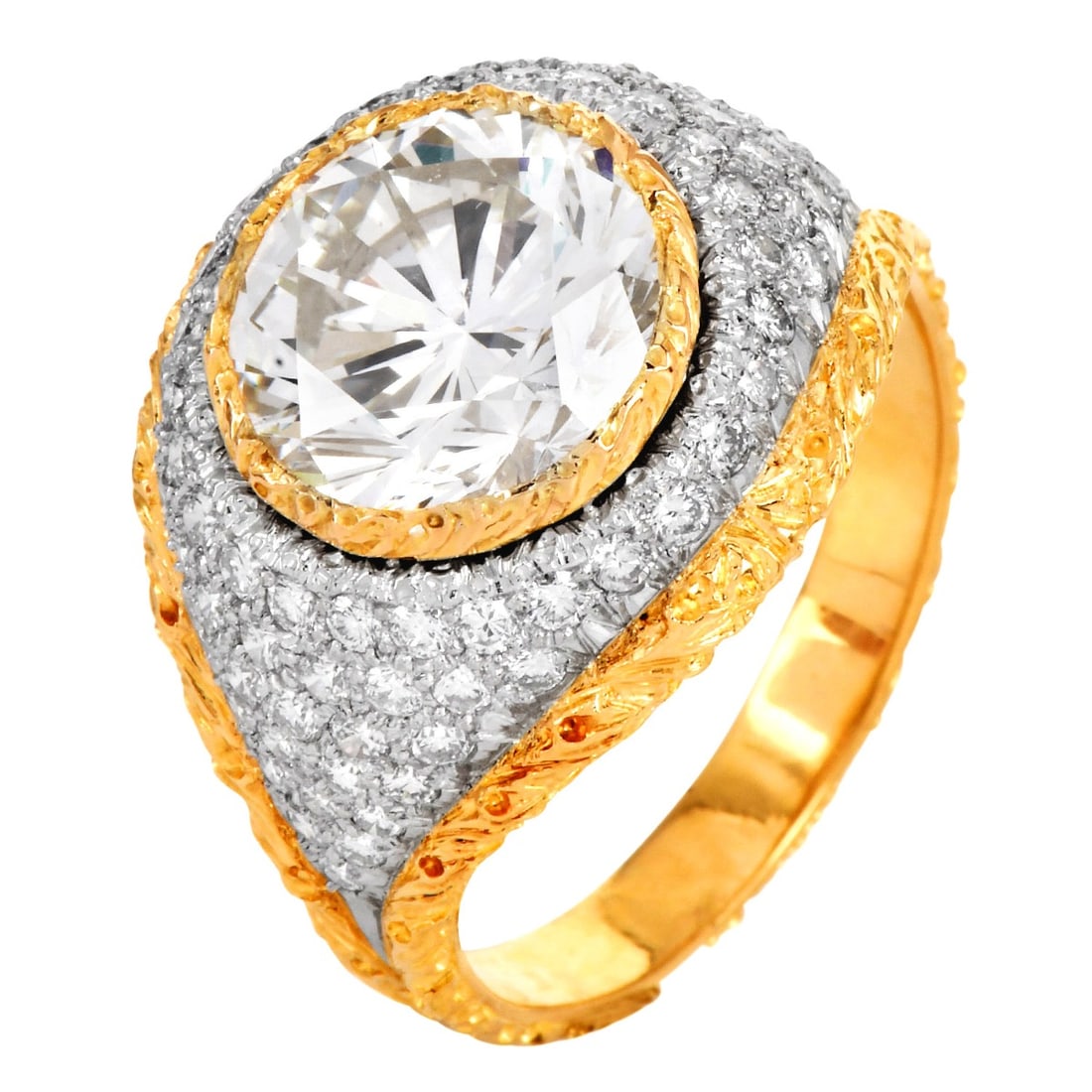 Buccellati 6.85ct Diamond 18K Gold Statement Dome Engagement Ring - 2
