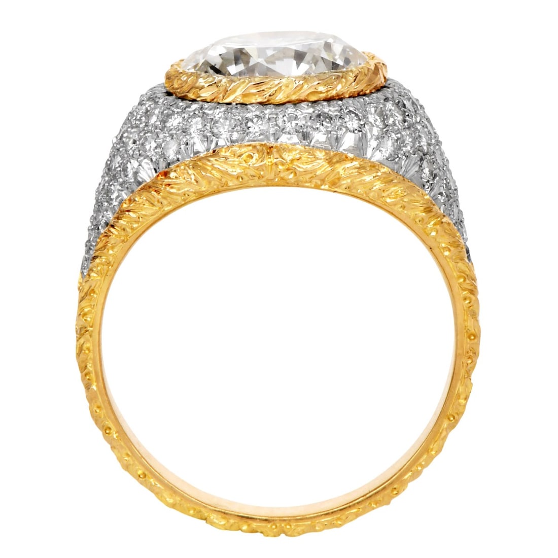 Buccellati 6.85ct Diamond 18K Gold Statement Dome Engagement Ring - 3