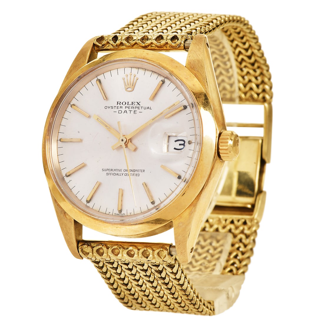 Rolex Oyster Perpetual Date 14K Yellow Gold 34mm Automatic Ref 1500 Watch 89.5 Grams: Rolex Oyster Perpetual Date 14K Yellow Gold Automatic Watch SKU: IJPE-02 Serial Number: 8485** Product Description: This c