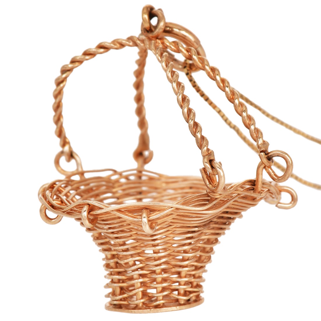 Vintage 14K Yellow Gold Basket Charm Pendant 4.7 Grams: Vintage 14K Yellow Gold Basket Charm Pendant SKU: IJPE-11 Product Description: This vintage pendant charm is crafted in solid 14K yellow go