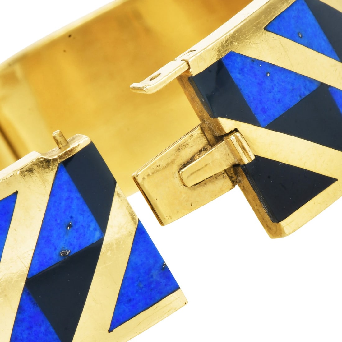 Vintage Tiffany & Co Lapis Onyx 18K Gold Bangle Bracelet 56.5 Grams - 7