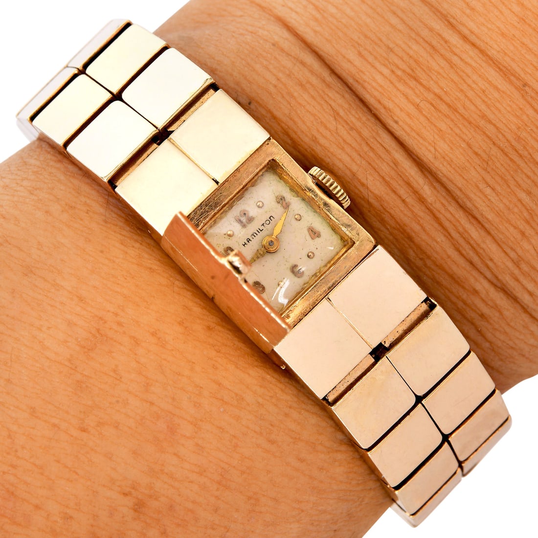 Vintage Manual Hamilton 14K Yellow Gold Peek A Boo Bracelet Watch 43.2 Grams (1 of 5)