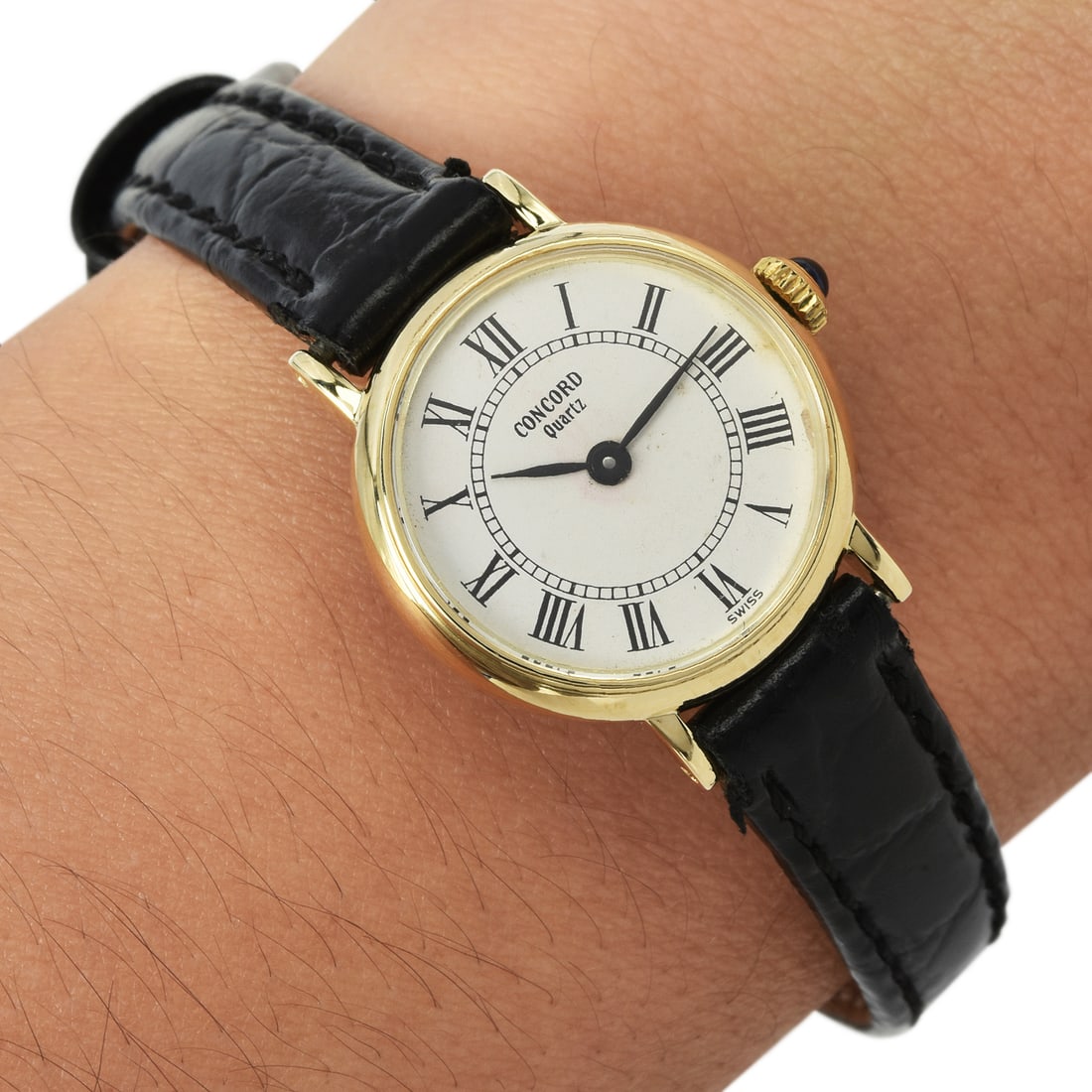 Vintage Concord 14K Yellow Gold Quartz Ladies Watch: Here is your LiveAuctioneers-ready HTML formatted consistently: Vintage Concord 14K Yellow Gold Quartz Ladies Watch Brand: Concord Metal: 14K Yellow Gold Total Weight: