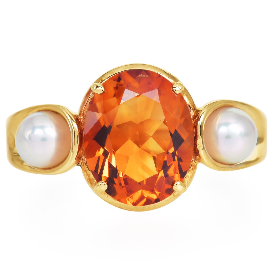 Mikimoto Pearl Citrine 18K Yellow Gold Ring 5.60 Grams: Mikimoto Pearl & Citrine 18K Yellow Gold Ring Brand: Mikimoto Metal: 18K Yellow Gold Ring Size: 5.5 Total Weight: Approximately 5.6 grams<