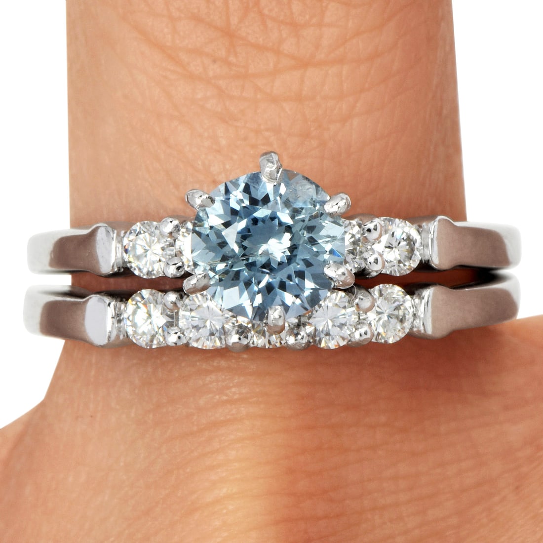 GIA Montana Sapphire 1.72ct Diamond Platinum Wedding Band Engagement Ring Set (1 of 7)