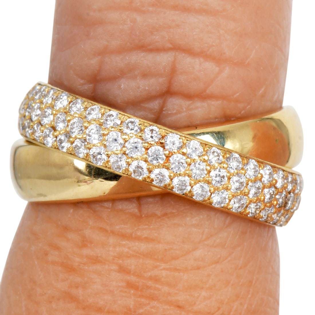 Tiffany and Co Paloma Picasso Melody 0.92ct Diamond 18K Yellow Gold Two Band Ring 6 Grams: Designer: Tiffany and Co Paloma Picasso Metal: 18K Yellow Gold Ring Size: 4 Total Weight: Approximately 6 grams Primary Stones: Diamonds</