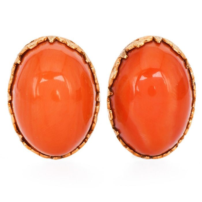 Mario Buccellati Coral Vintage 1960s 18K Gold Oval Statement Earrings 16.6 Grams: From the chic era of the 1960s with these striking oval statement earrings from the master Italian designer, Buccellati. Crafted in the finest 18-karat gold, these large oval earrings
