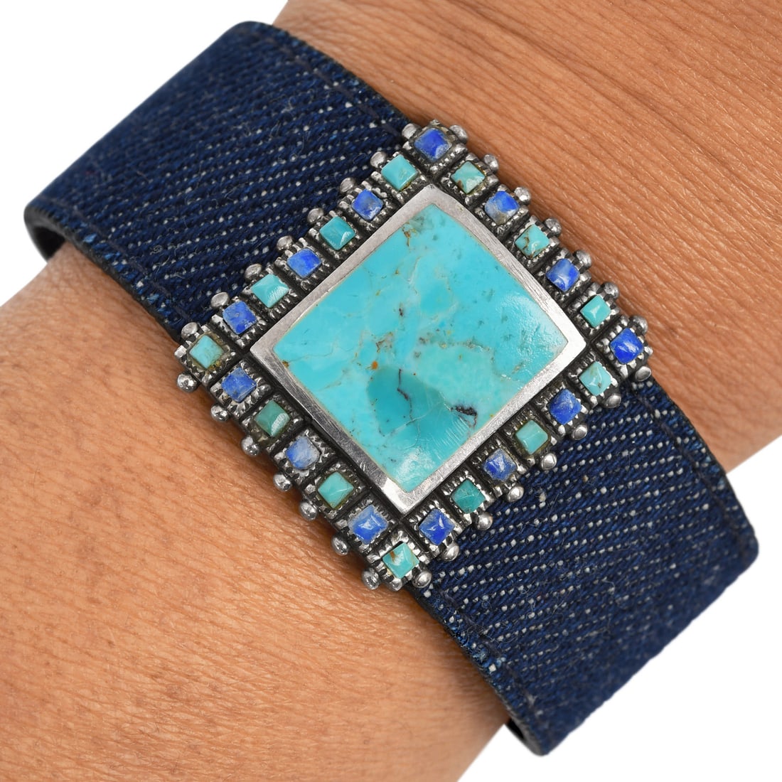 Vintage Barse Turquoise Lapis Sterling Silver Denim Bracelet 23.5 Grams: Vintage Barse Turquoise & Lapis Sterling Silver Denim Bracelet Brand: Barse Metal: Sterling Silver Length: Approximately 7.75 inches Width: Approximately 29 mm Total Weight: Approximately 23.5 grams