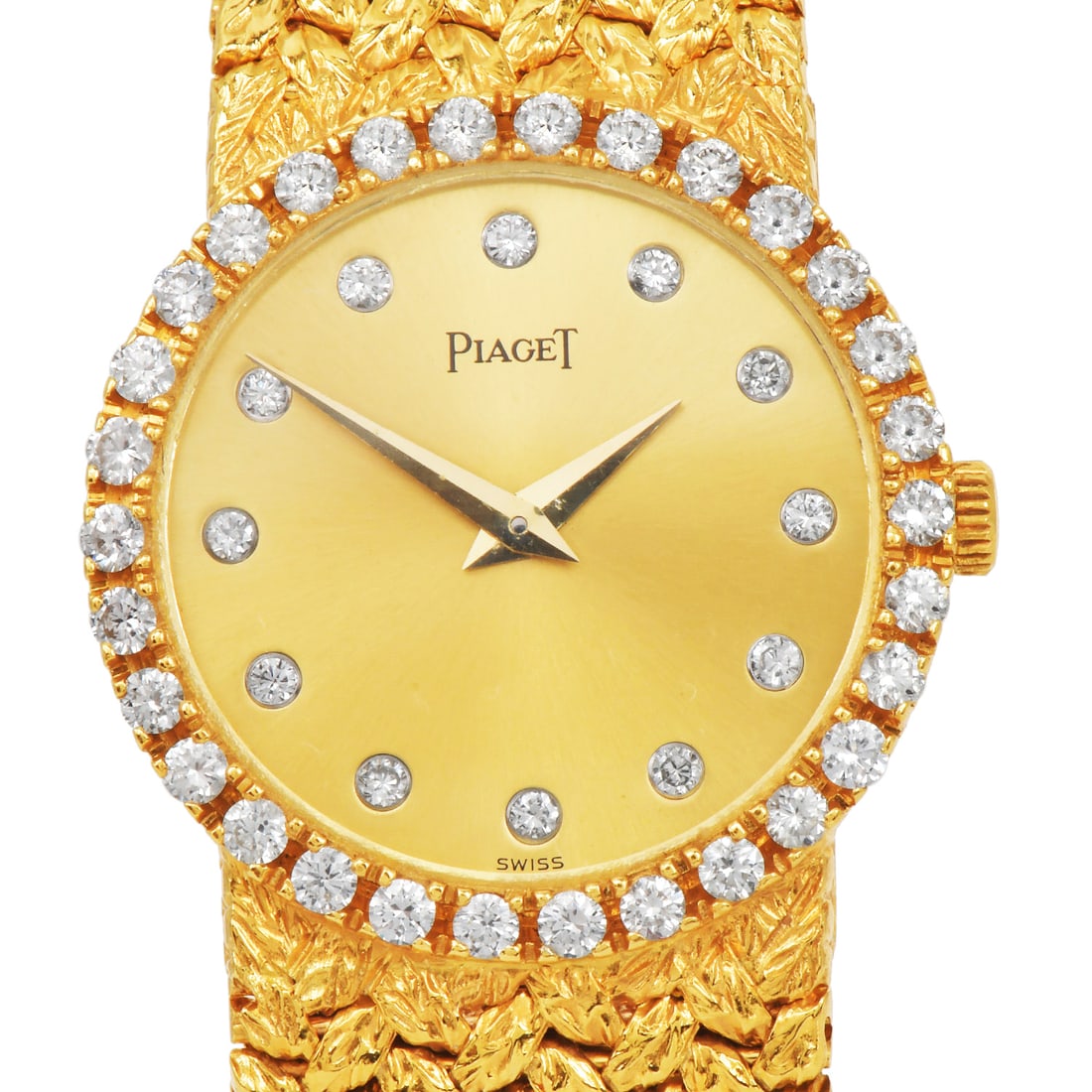Piaget Factory 1.00ct Diamond 18K Yellow Gold 25mm 15706D2 Wristwatch: Piaget Factory Diamond 18K Yellow Gold Wristwatch Brand: Piaget Reference: 15706D2 Metal: 18K Yellow Gold Case Size: Approximately 25 mm Wrist Size: Approximately 6.75 inches Total Weight: