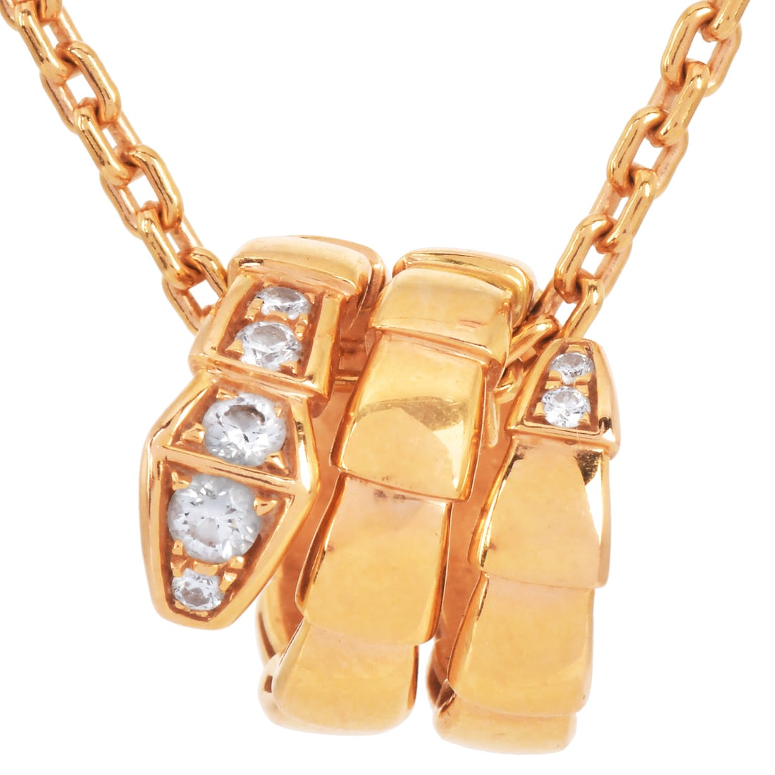 Bvlgari Serpenti Viper Diamond 18K Yellow Gold Pendant Necklace Retail $6,100 (1 of 6)