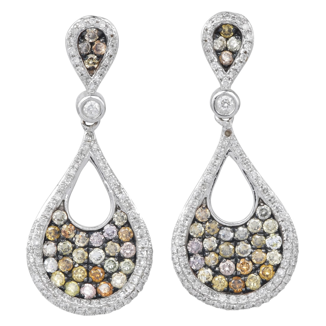 Signed Fancy Diamond 1.26ct White Diamond 14K Yellow Gold Dangle Earrings 4 grams (1 of 5)