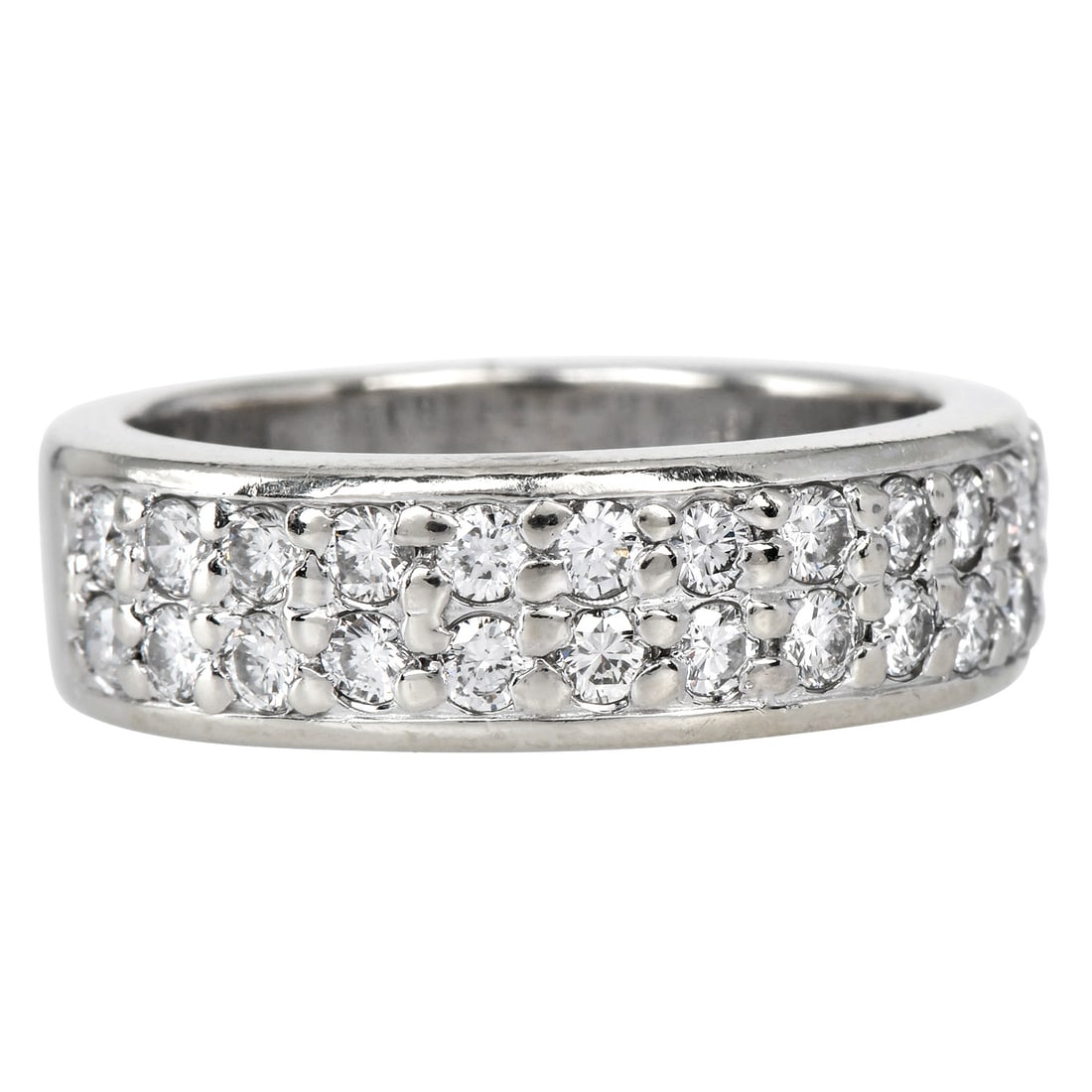 Estate 1.10ct Diamonds 10K White Gold Two Row Band Ring 10.3 Grams (1 of 5)