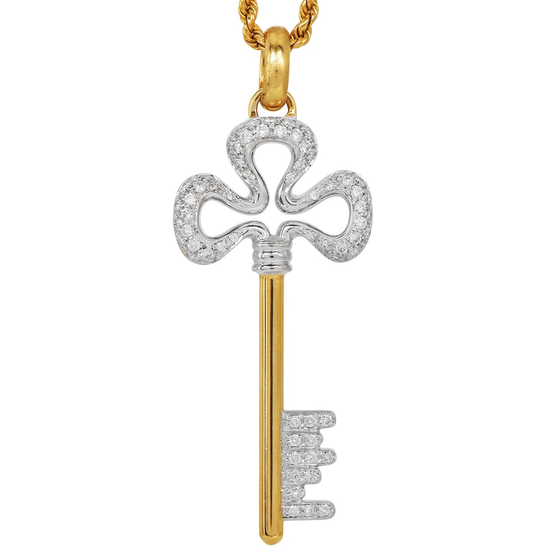 Luca Carati 1.00ct Diamond 18K Yellow & White Gold Key Pendant 9.3 Grams (1 of 5)