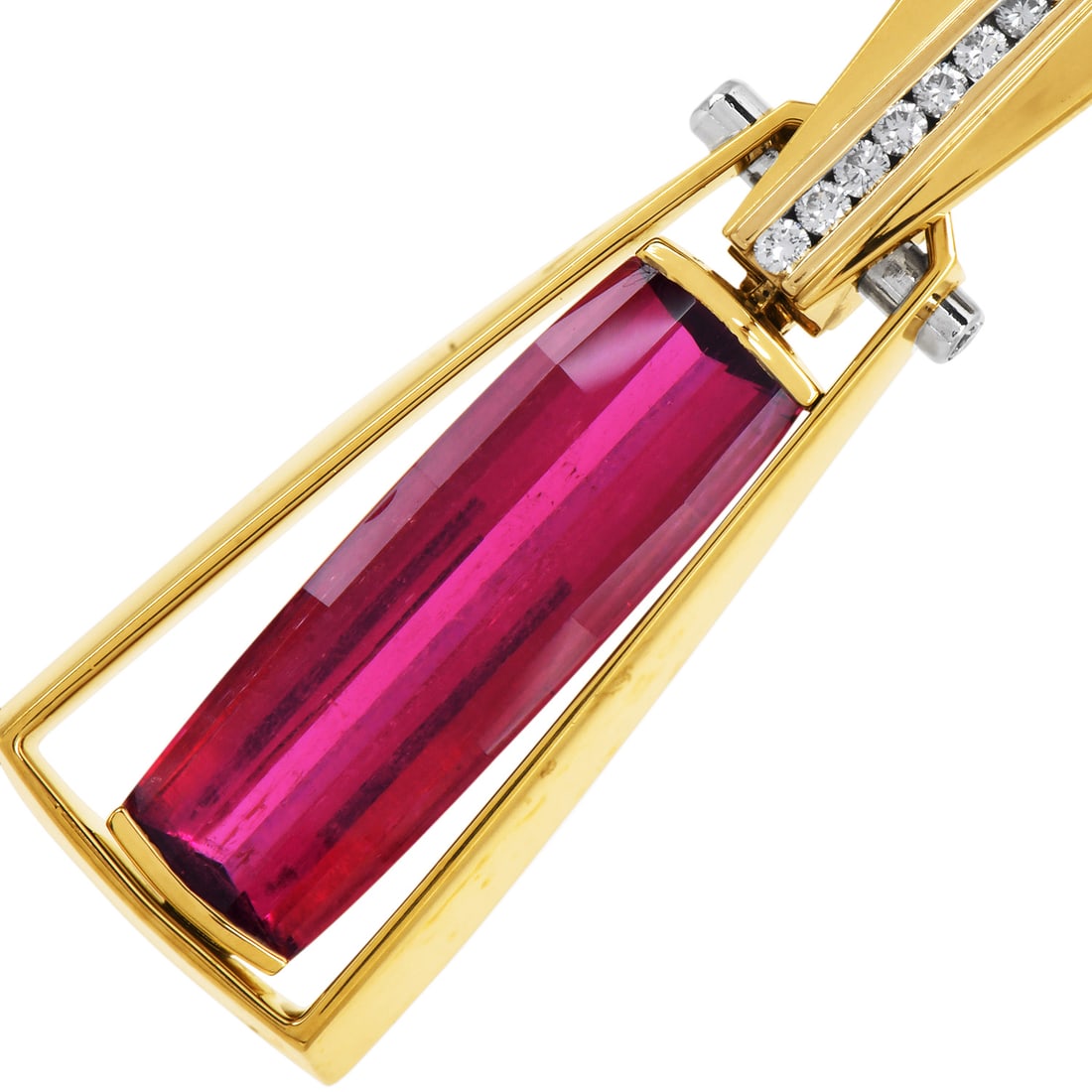Estate Rubellite 10.20ct Diamond 18K Yellow Gold Swinging Pendant 23 Grams (1 of 6)