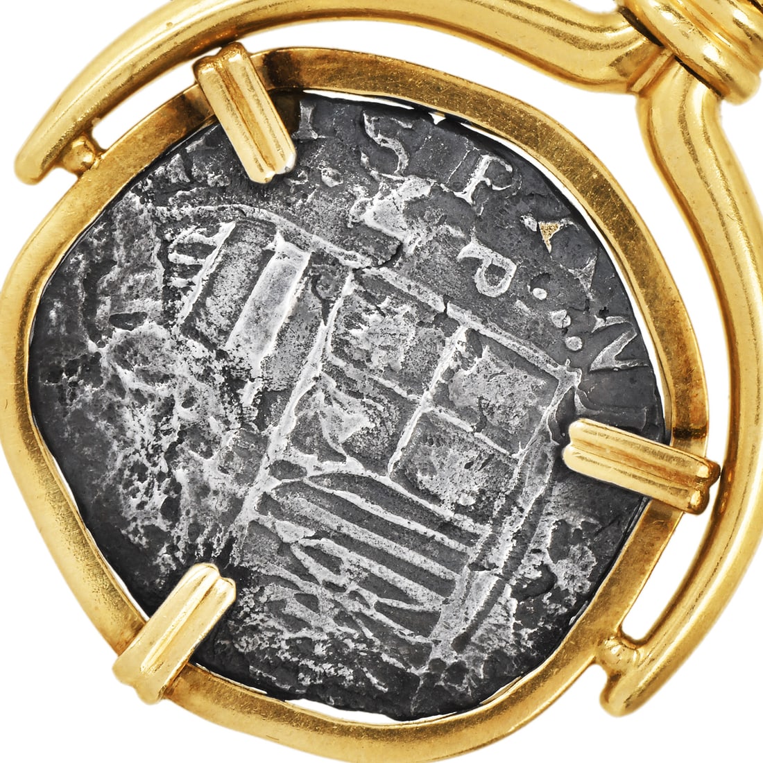 Nuestra Señora de Atocha 14K Gold Silver Spanish Shipwreck Coin Pendant 13.3 Grams With Paperwork - 2