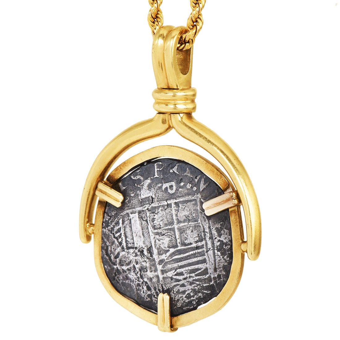 Nuestra Señora de Atocha 14K Gold Silver Spanish Shipwreck Coin Pendant 13.3 Grams With Paperwork - 3